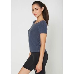 Trophy yoga t shirt navy blue women's small NWT